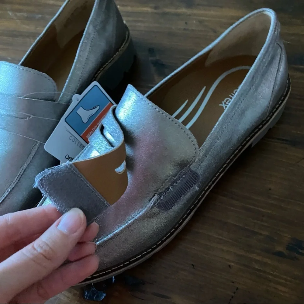 Aetrex‎ Womens Collette Loafer Shoe - Brushed Silver NWT Size EU 38 US 7.5-8